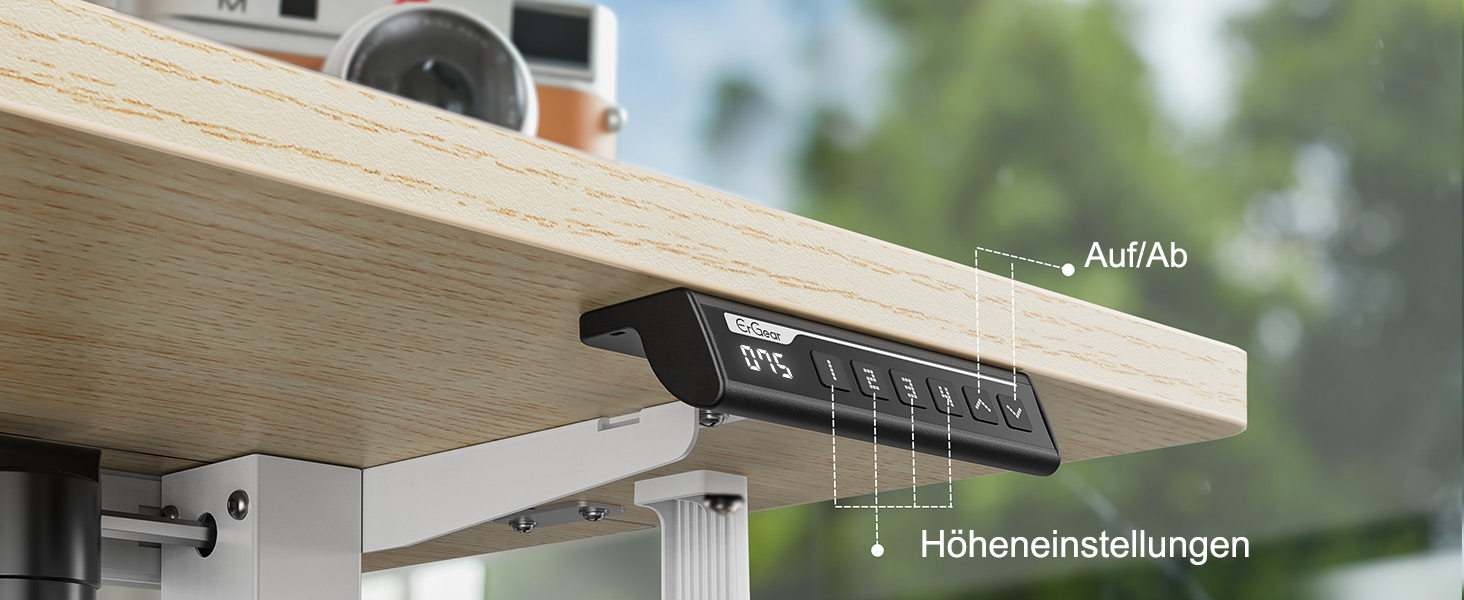 Електричний регульований стіл ErGear 120 x 60 см з пам'яттю, для дому та офісу, світле дерево