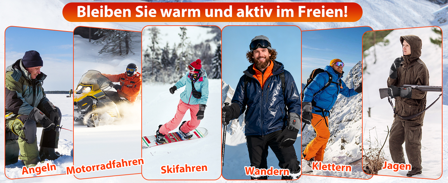 Гріючі рукавички з акумулятором 7.4V 6400mAh USB, 3 режими нагріву, водонепроникні рукавички з підігрівом для зимових видів спорту, катання на лижах, мотоциклі, велосипеді та піших прогулянок