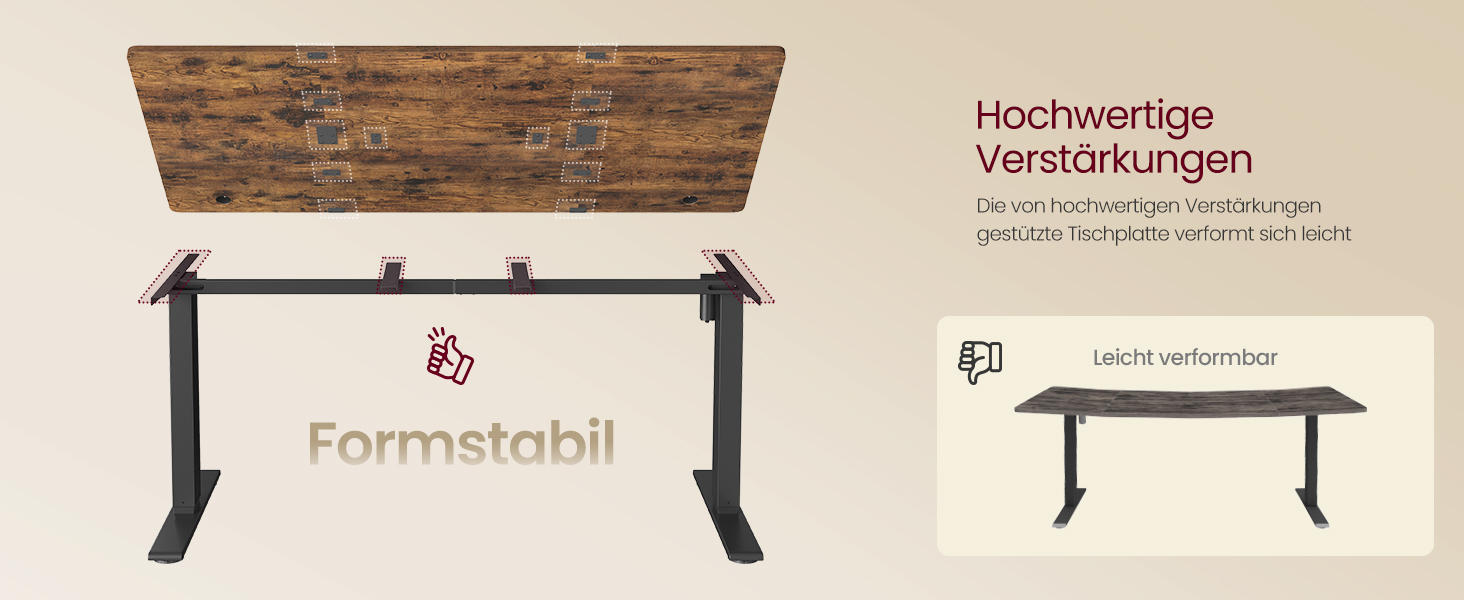 Стол для роботи VASAGLE з регулюванням висоти, USB-C, підставка для розеток, стоячий стіл, нагадування про перерви, 3 пам'яті, 180x80 см, Vintage Brown