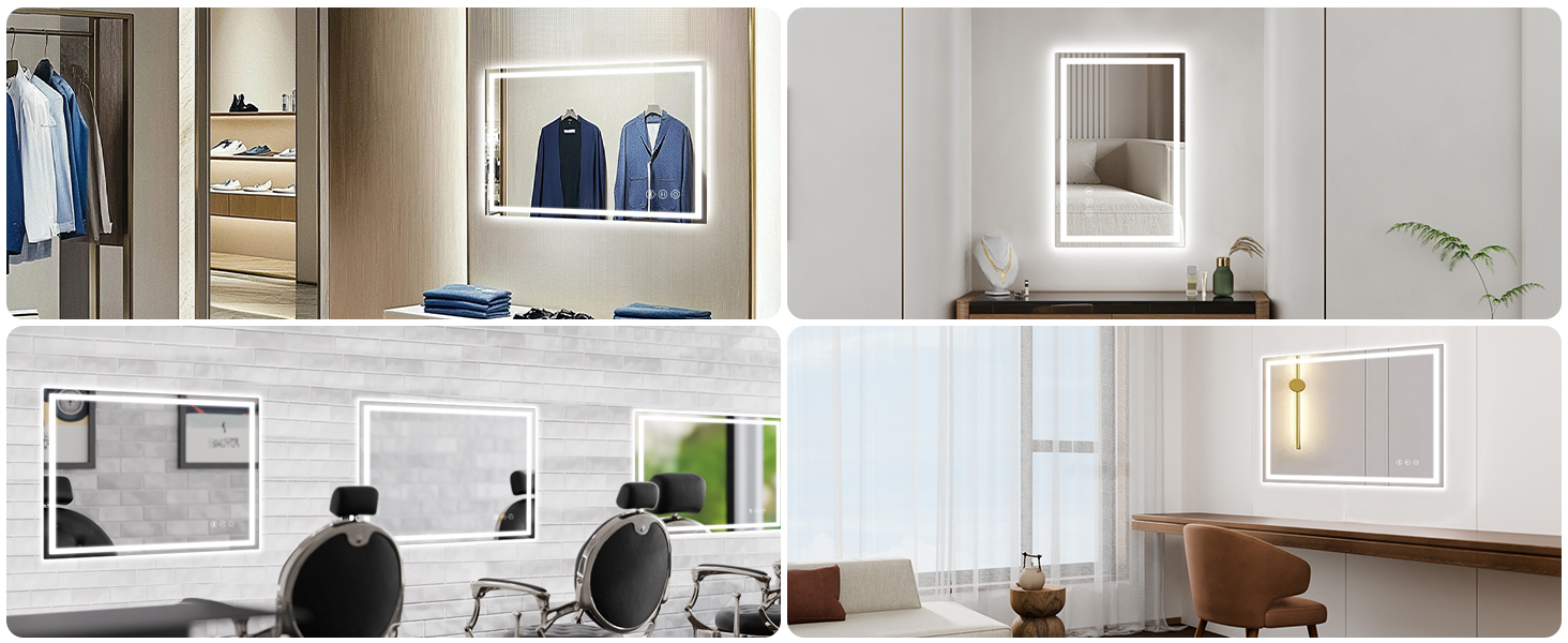 Дзеркало для ванної кімнати Habison з підсвічуванням LED, 50x70 см, сенсорне керування, димування, 3 колірні температури, функція пам'яті, проти запотівання, Bluetooth, матова центральна частина