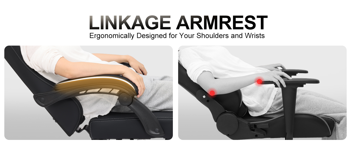 Ігровий крісло Vittanly з пружинним сидінням, ергономічний геймерський стілець з підголівником, поперековою подушкою та підніжкою, регульований поворотний ігровий крісло-офісне крісло, чорний, 150 кг