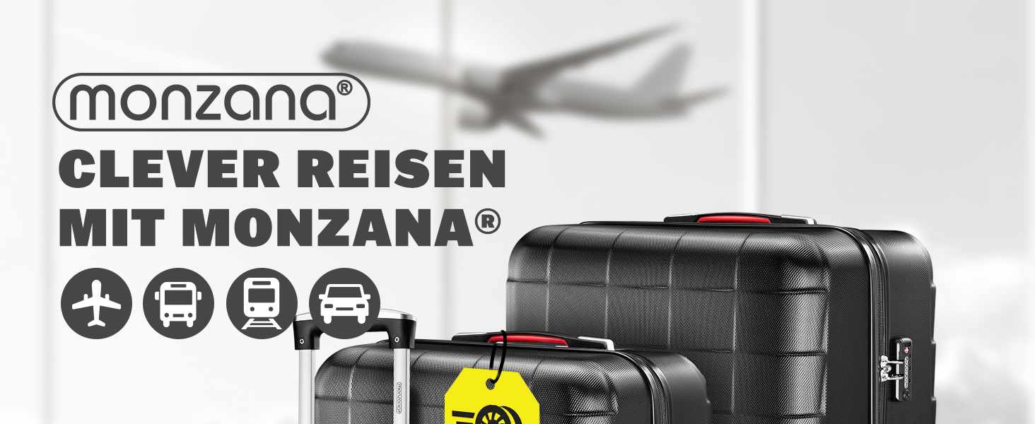 Набір валіз Monzana® 3шт Exopack з TSA замком, жорсткий корпус, M-L-XL, гелеві ручки, 4 колеса, підставка, ручний багаж, валіза для подорожей, колір шампань