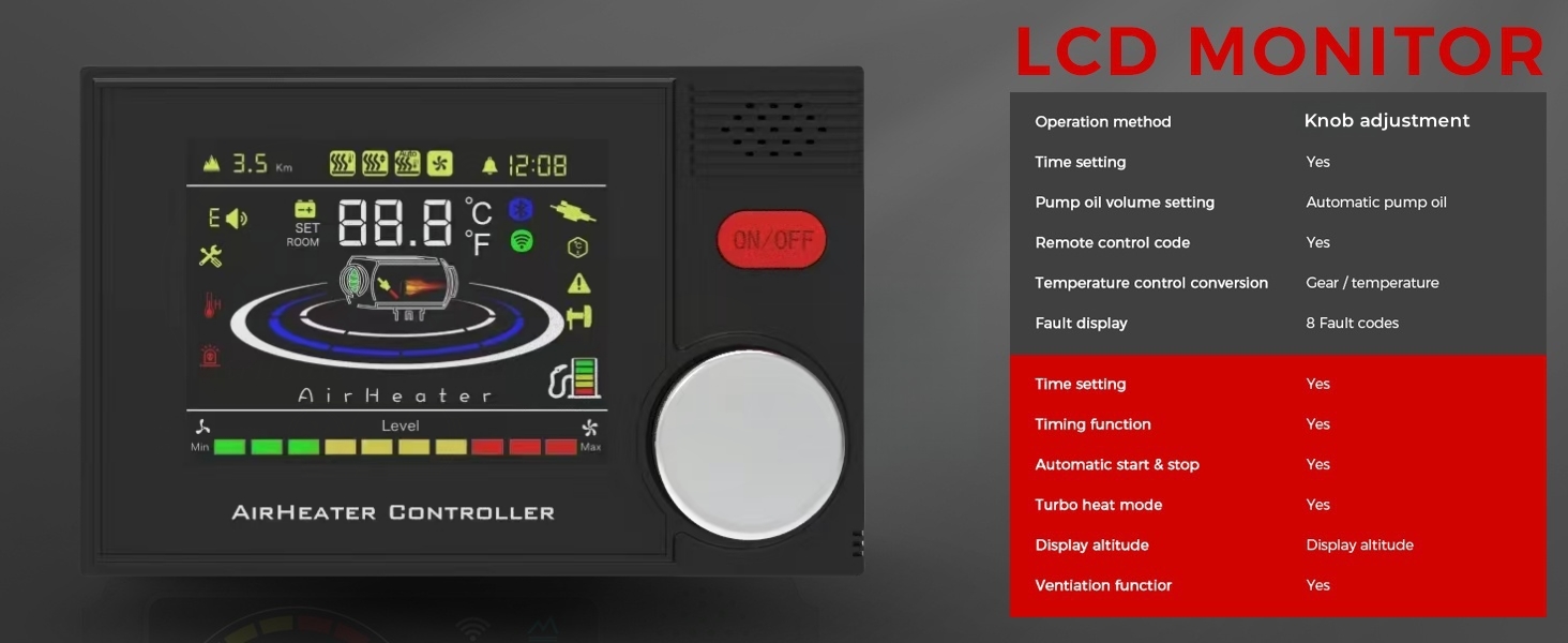 Дизельний опалювач 8kW з Bluetooth, 12V/24V/230V для вантажівок, фургонів, автодому, з автоматичним запуском та адаптером живлення, 2025 року випуску, блакитний