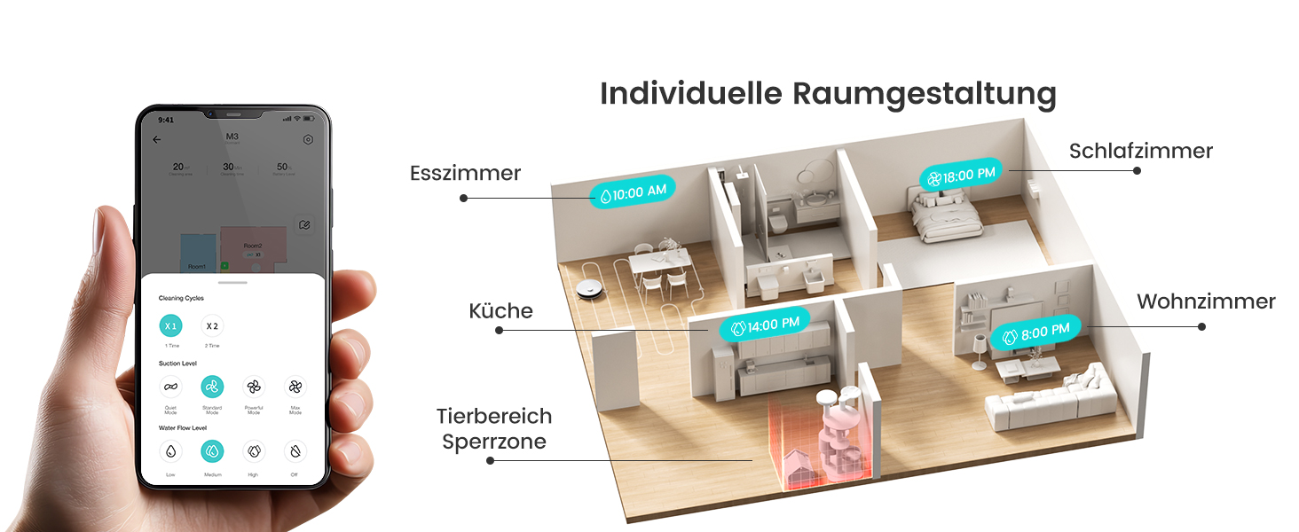 Робот-пилосос Lefant M3 з функцією миття, 12000Pa, LiDAR-навігація, білий