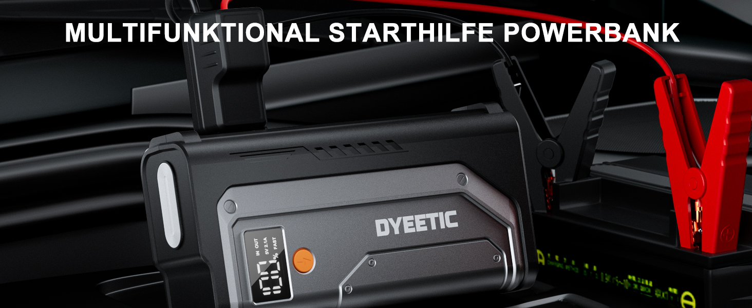 Powerbank Starthilfe 7000A: Автомобільний пусковий пристрій для 12V авто, бензин та дизель (до 12.0L), з LED ліхтариком та USB зарядкою