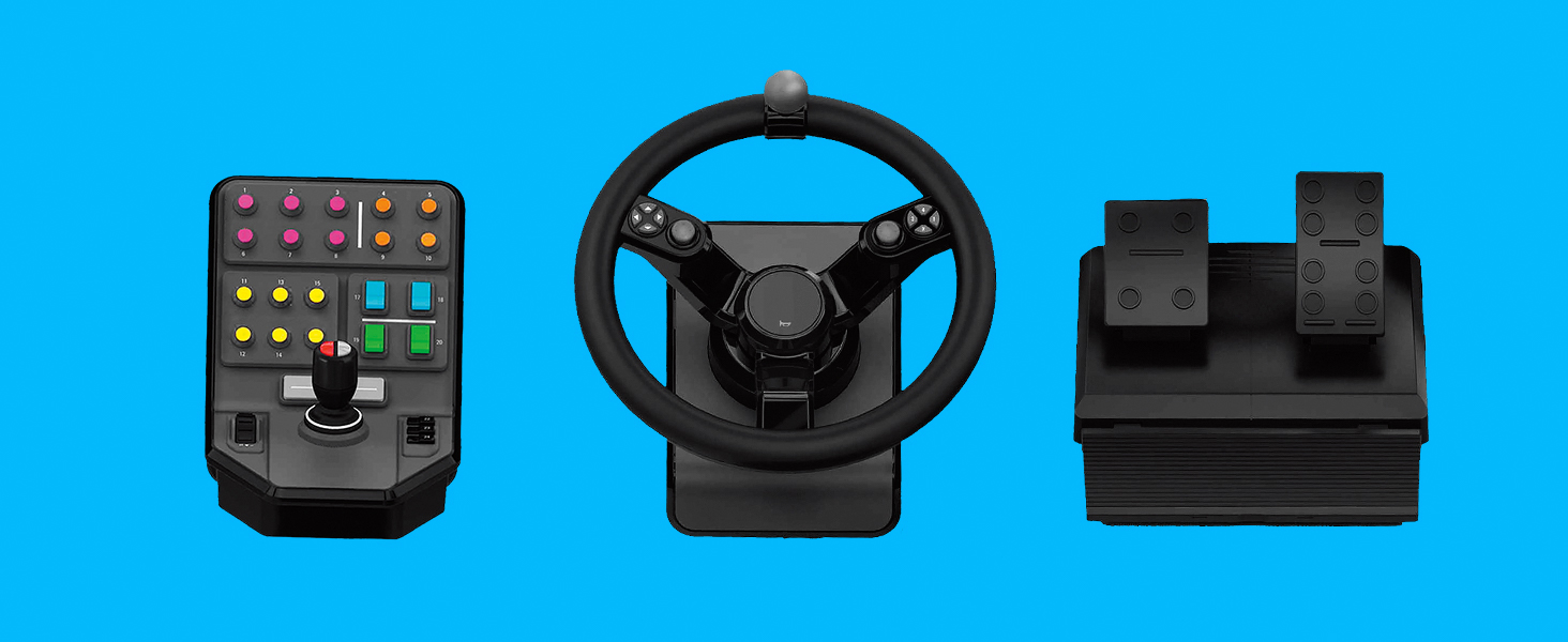 Джойстик Logitech G Saitek Farm Sim Controller для Farming Simulator: кермо, педалі, 38+ кнопок, USB, PC/Mac - Чорний