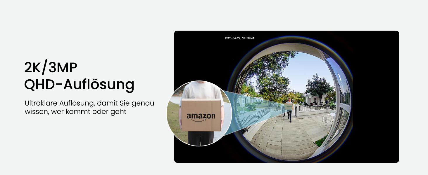 Відеодзвінок ieGeek з камерою 180° Fisheye, 2K 3MP, Wi-Fi, AI-розпізнавання руху, IP65, нічне бачення, Alexa, 2.4GHz