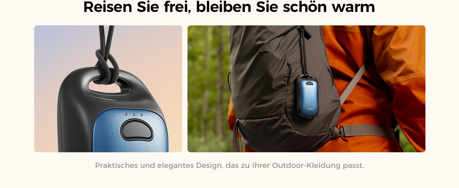 Електричні грілки для рук OCOOPA, 2 шт., водонепроникні (IP45), ергономічні, 18 годин тепла, портативні, для активного відпочинку, гольфу, кемпінгу, морської синьої