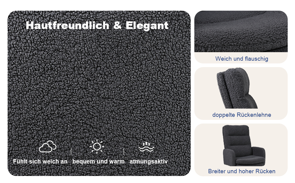 Крісло для роботи Youhauchair з кашеміру, ергономічне офісне крісло з високою спинкою, зручне крісло для туалету, обертове крісло для столу з регульованою висотою, кашемір, висока спинка (темно-сірий)