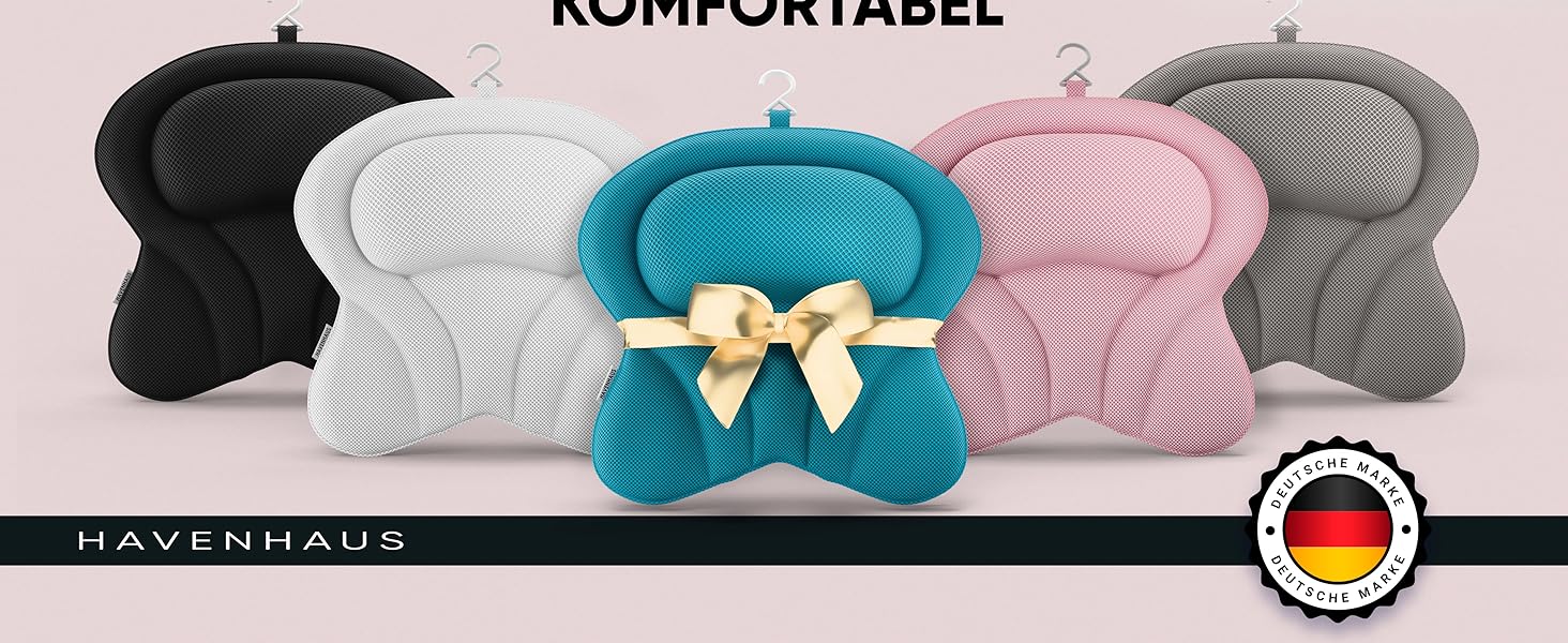 Преміум подушка для ванни XXL рожева | Додаткові подушки для шиї та плечей | Швидковисихаюча, пральна подушка для ванни з 4 великими присосками | Подушка для ванни рожева XX-Large