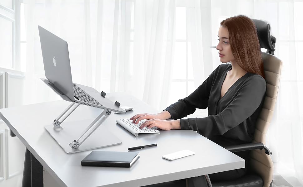 Підставка для ноутбука на стіл Soundance, чорна, регульована висота, металева, 10-15.6 дюймів