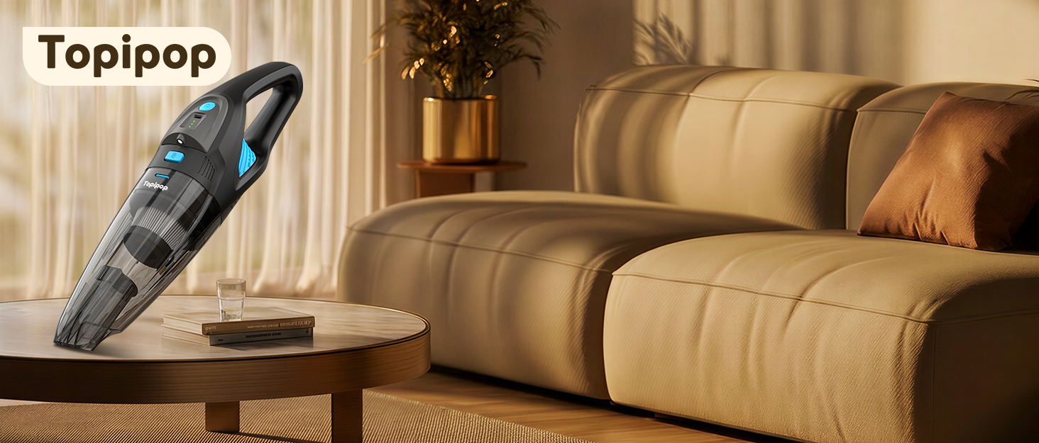 Акумуляторний ручний пилосос для авто та дому, потужність 25000Па, бездротовий з HEPA-фільтром та набором насадок, для шерсті тварин та килимів (Чорний)