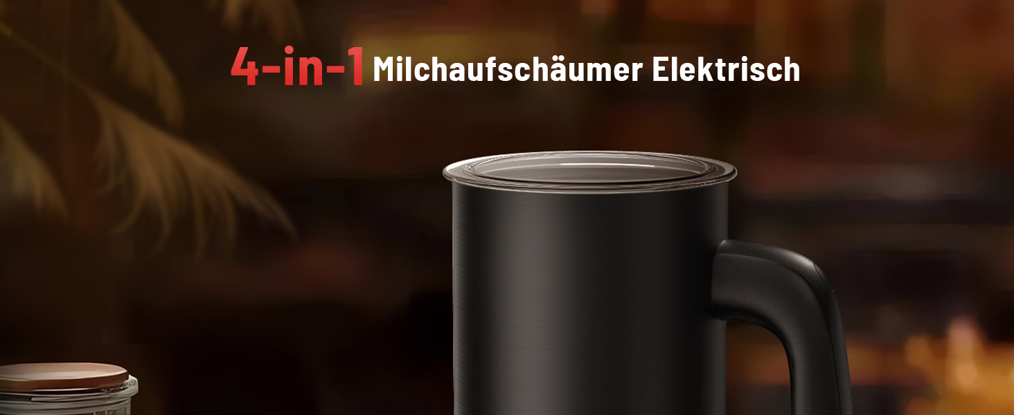 Електричний спінювач молока PARIS RHÔNE 4-в-1, 300 мл, індукція, антипригарне покриття, бездротовий, для гарячого та холодного молока (чорний)