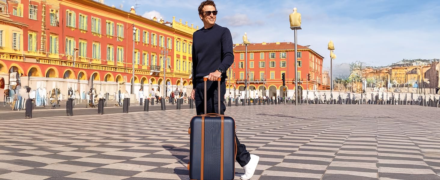 Набір валіз FERGÉ Milano 5-ти частинний: 3 валізи, сумка та органайзер для косметики - чорний (для ручної поклажі)