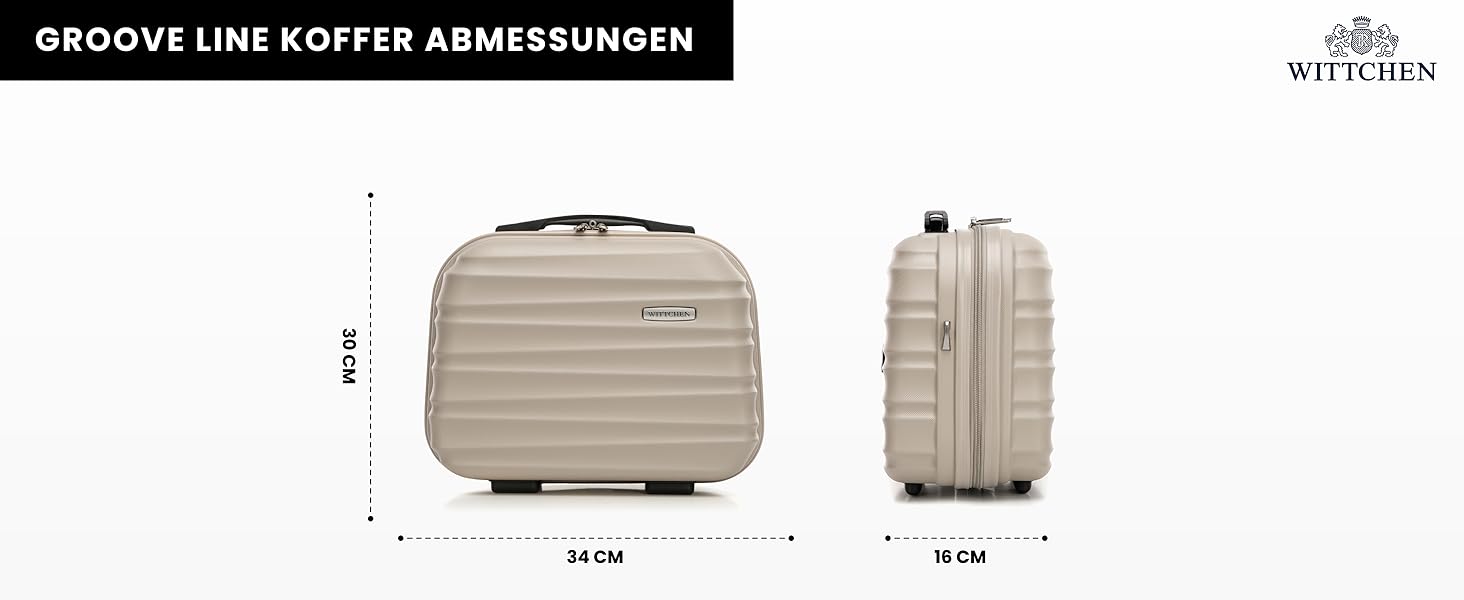 Набір валізWITTCHEN 3в1: велика, середня, маленька. Жорсткий корпус ABS, 4 колеса, кодовий замок. Підходить для Lufthansa, Eurowings, Ryanair, Condor. Бежевий колір.