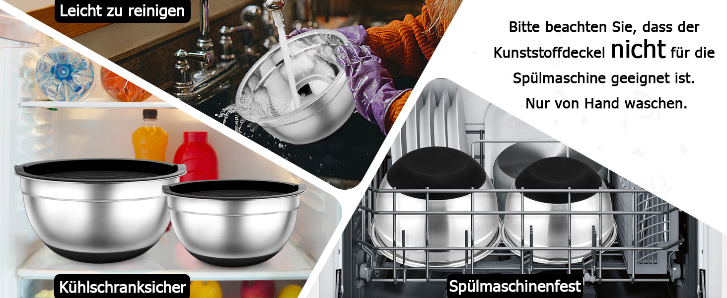 Набір місок TEAMFAR 7 шт., нержавіюча сталь, з кришками та силіконовим дном, 0,7L - 6,5L, чорний