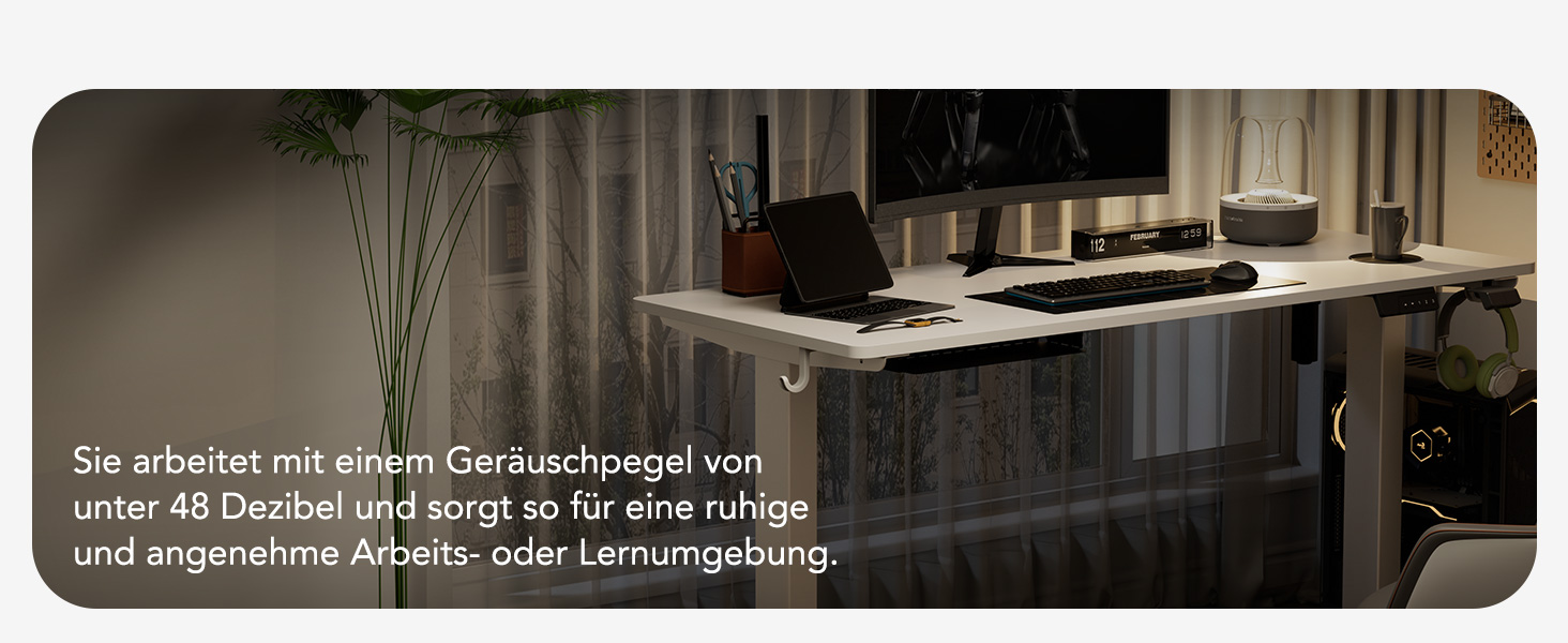 Електричний стіл з регулюванням висоти 60x110 см, з пам'яттю та захистом від зіткнень, для офісу, дому та геймінгу (білий)