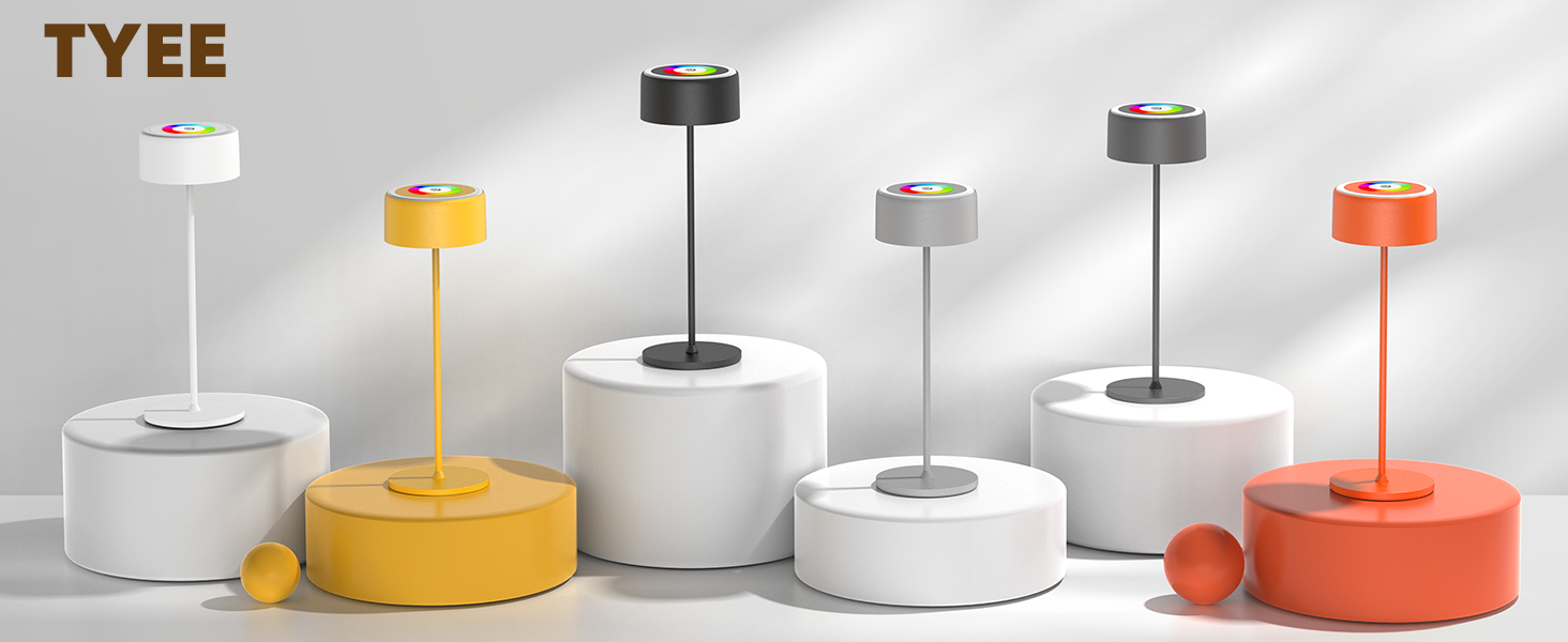 Бездротова LED-лампа TYEE з регулюванням яскравості, акумуляторна, 3000-6000K+RGB, USB-C, водонепроникна IP54, для дому та вулиці, алюміній, чорна