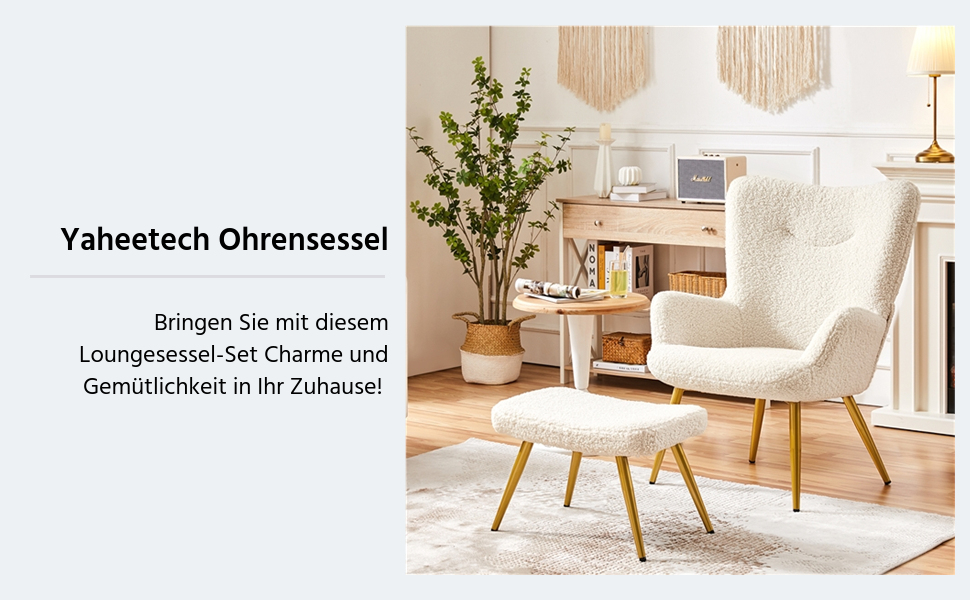 Крісло-мішок Yaheetech з пуфом, біле, з м'якою оббивкою з поліестеру. Крісло для відпочинку, телевізора, коктейлів.