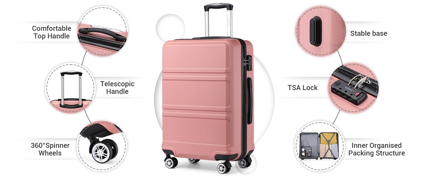 KONO Чемодан-Тролей Рожеве Золото (55 см)