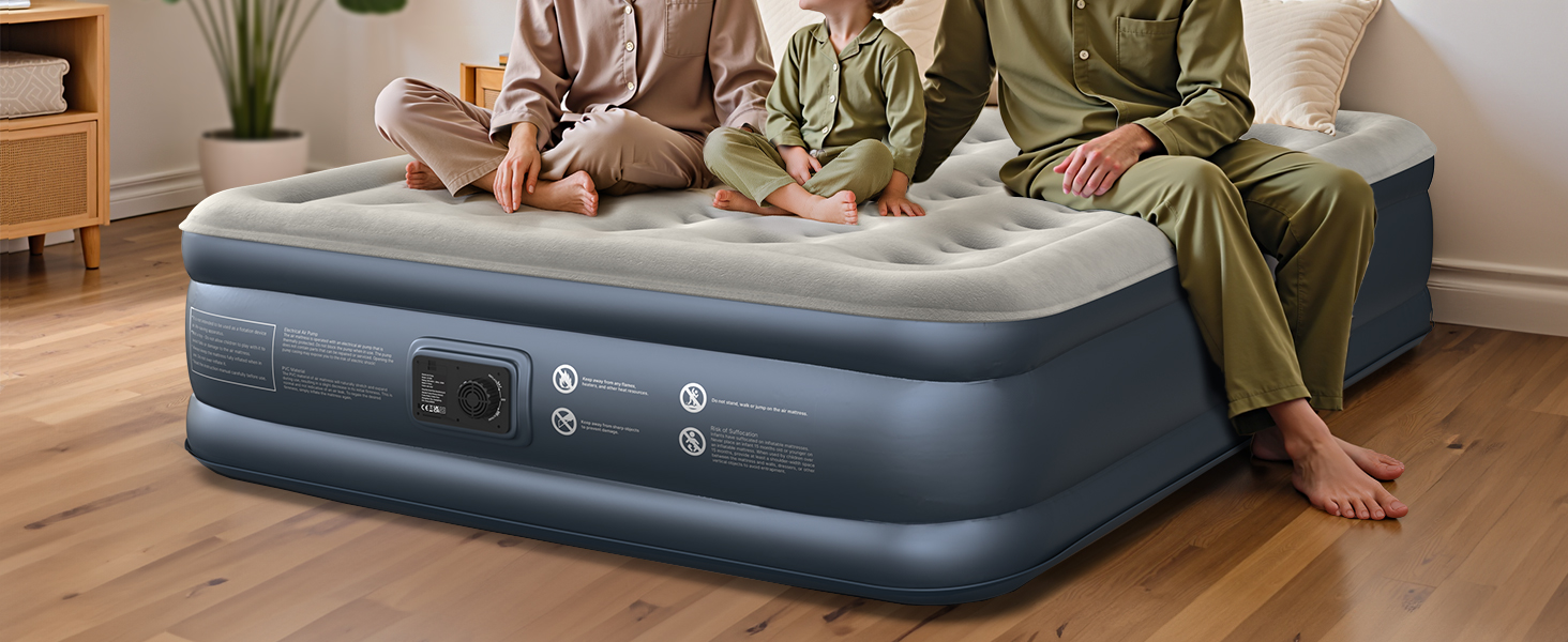 Надувне ліжко iDOO для 2 осіб з електричним насосом, 152x203x38 см, 295 кг, для кемпінгу