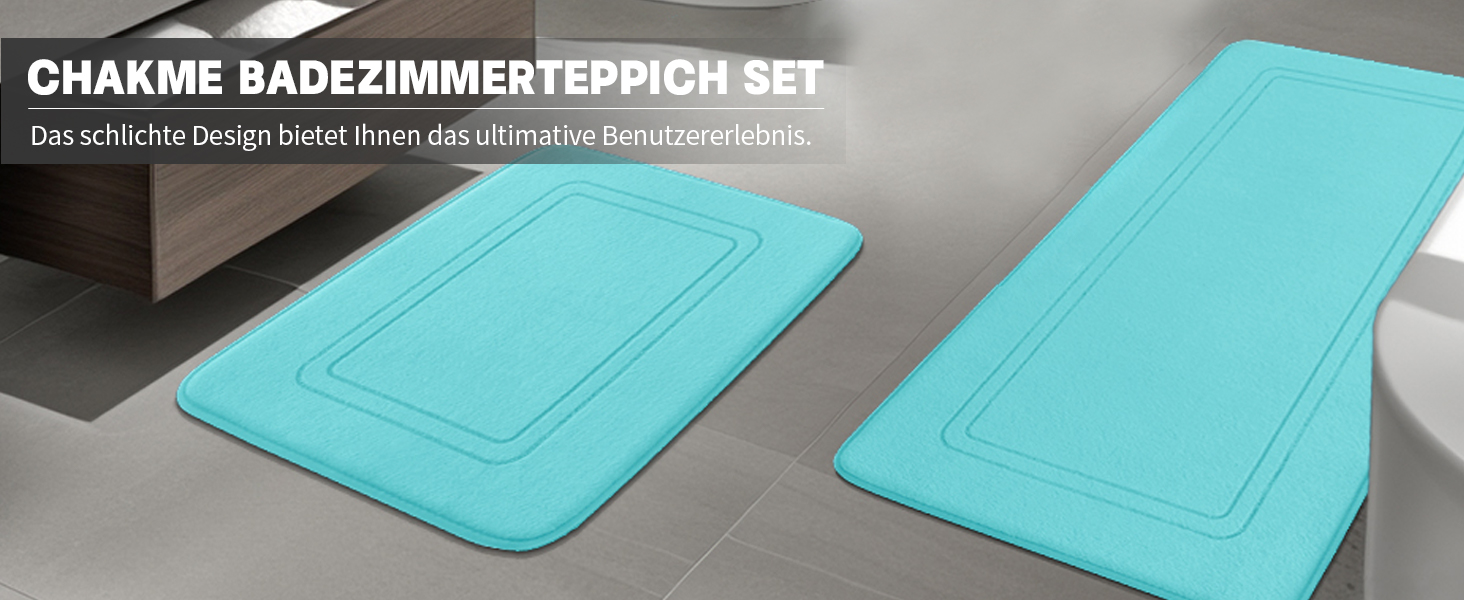 Килимок для ванної кімнати Chakme, антиковзаючий, 50x80 см, блакитно-зелений