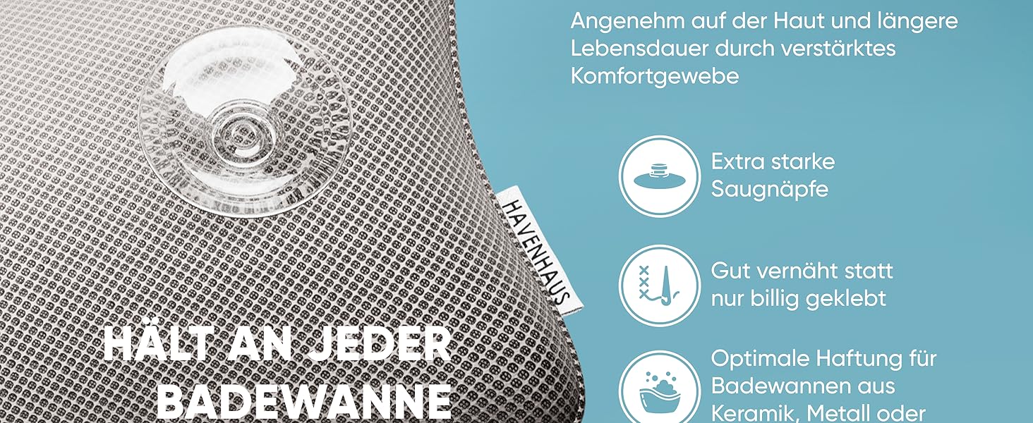 Преміум подушка для ванни сірого кольору | Подушка для ванни швидковисихаюча з великими присосками для надійного кріплення | Подушка для ванни з можливістю прання | Подушка для оптимального розслаблення шиї, сірого кольору