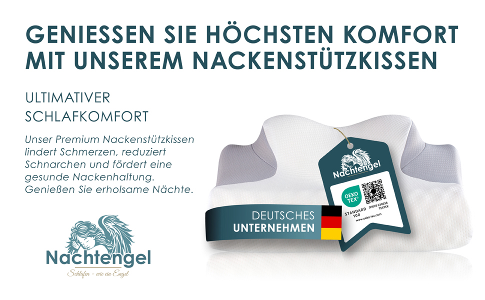 Ортопедична подушка Nachtengel – ергономічна подушка для шиї з Memory Foam, проти хропіння, підтримка шиї для тих, хто спить на спині, животі та боці, біла та сіра