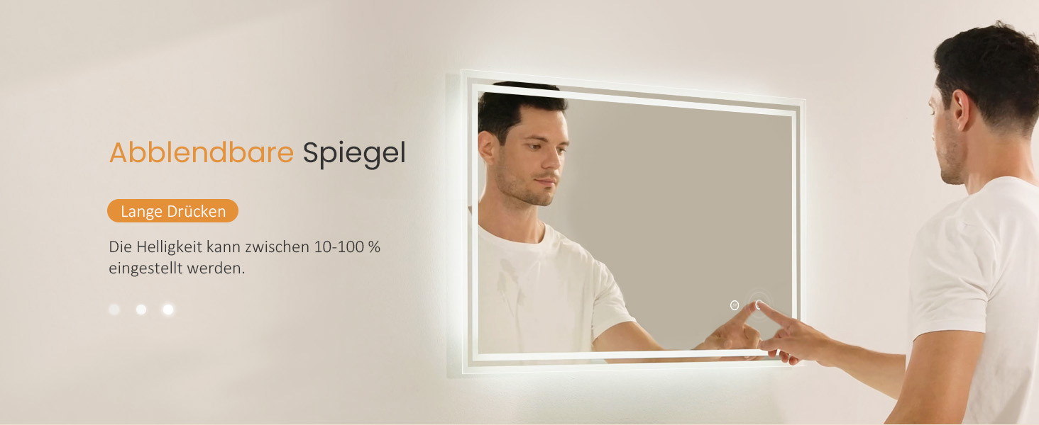 Дзеркало для ванної кімнати EMKE з підсвічуванням 50x60 см, антизапарник, холодний білий, диммер, сенсорне управління, функція пам'яті, автоматичне вимкнення через 3 години, IP44, енергозберігаюче, 60L x 50B см