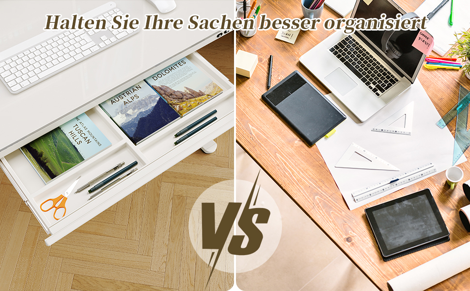 Електричний стіл JUMMICO з регулюванням висоти, 120x60 см, з висувною шухлядою, для офісу та дому, білий