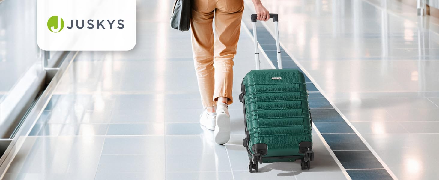 Набір валіз Juskys Hartschale 3 шт. з кодовим замком, тихі колеса 360°, телескопічна ручка, легкі - зелений колір