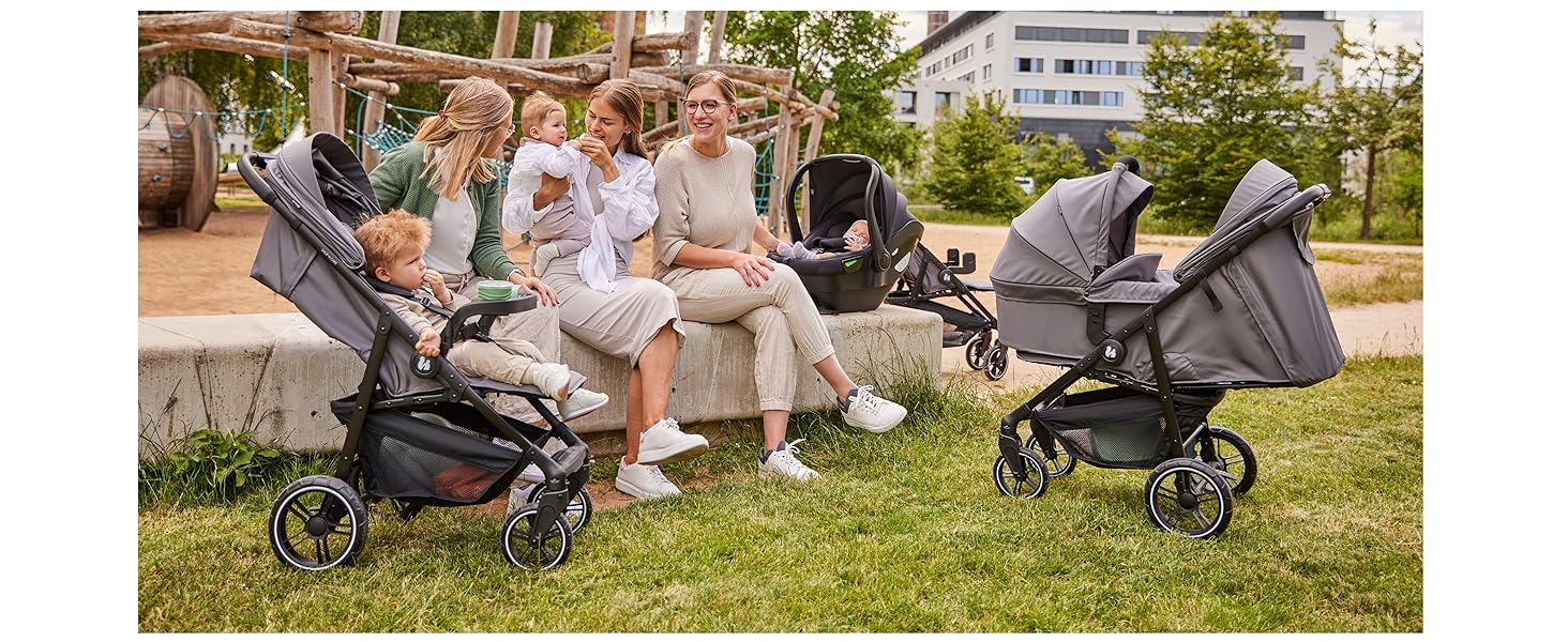 Комплект Hauck Shop N Care Trio Set Olive - 3в1: коляска, ванночка для новонароджених та автокрісло i-Size до 22 кг, з підспільною столикою та тримачем для напоїв, UPF 50+, регульоване положення для сну, складається