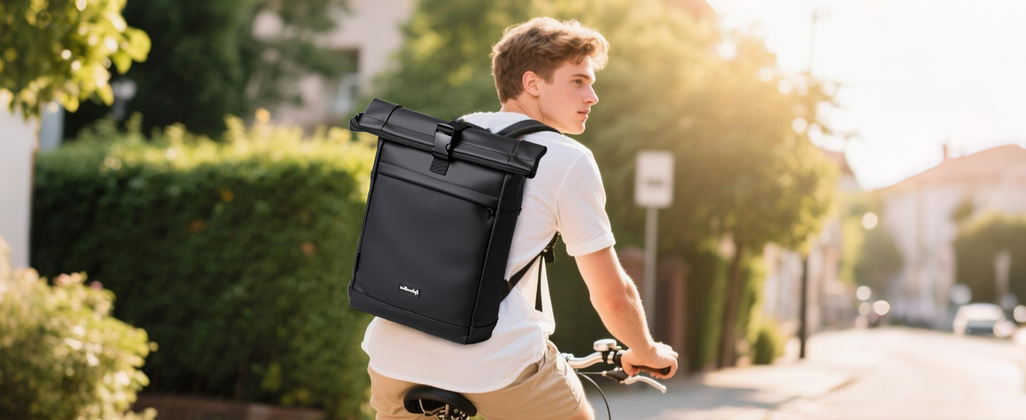 Водонепроникний рюкзак для ноутбука Rolltop (18-25 л), чорний, розмір L (30x13x48 см)