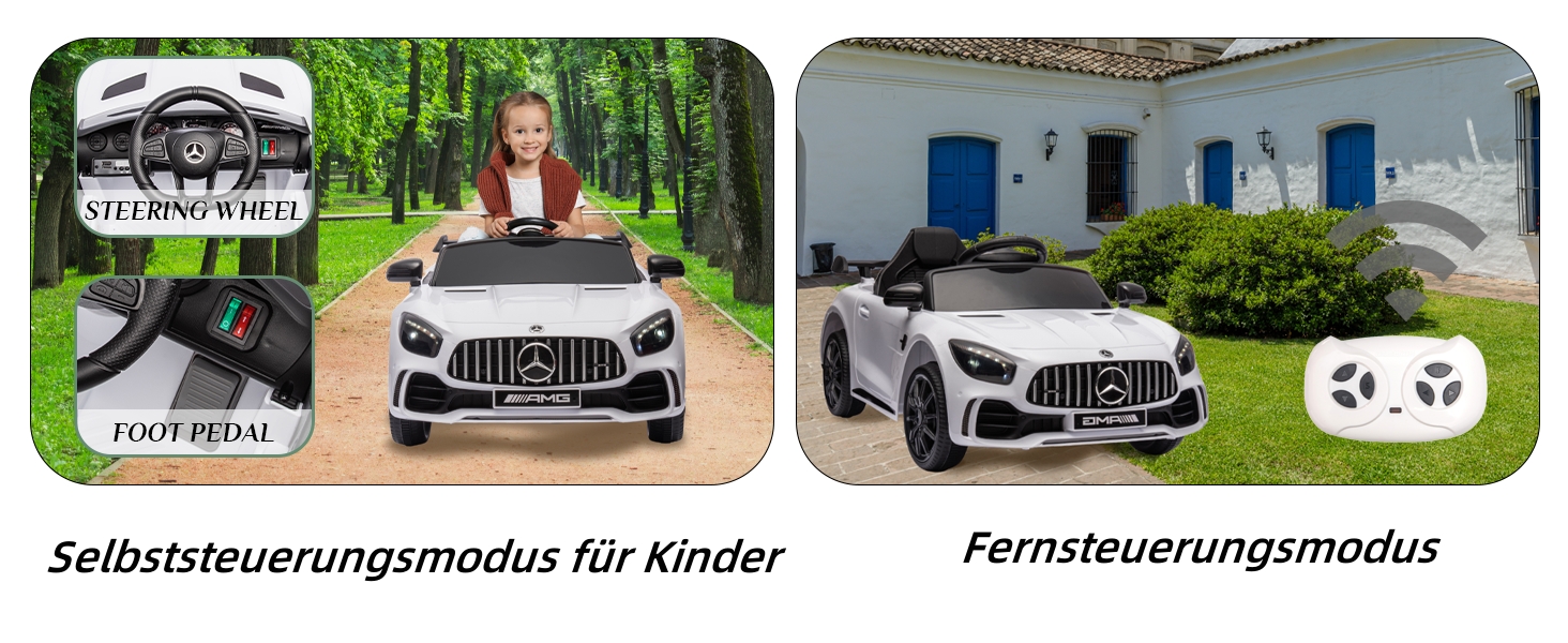 Дитячий електромобіль Mercedes-Benz AMG 12V, 2 двері, пульт, MP3, LED, білий