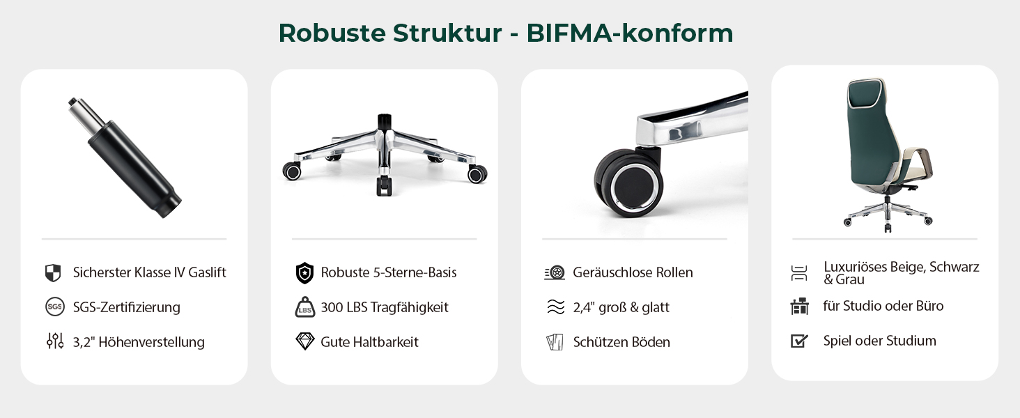 Ергономічне крісло EUREKA для офісу та дому: шкіряне, регульоване, для роботи, бізнес-крісло, дихаюче, комфортне, для керівника, білий колір