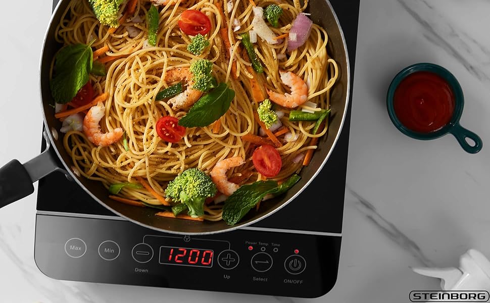 Індукційна плитка Steinborg 2000 Вт з сенсорним керуванням та захистом від перегріву | Електрична плитка для кухні