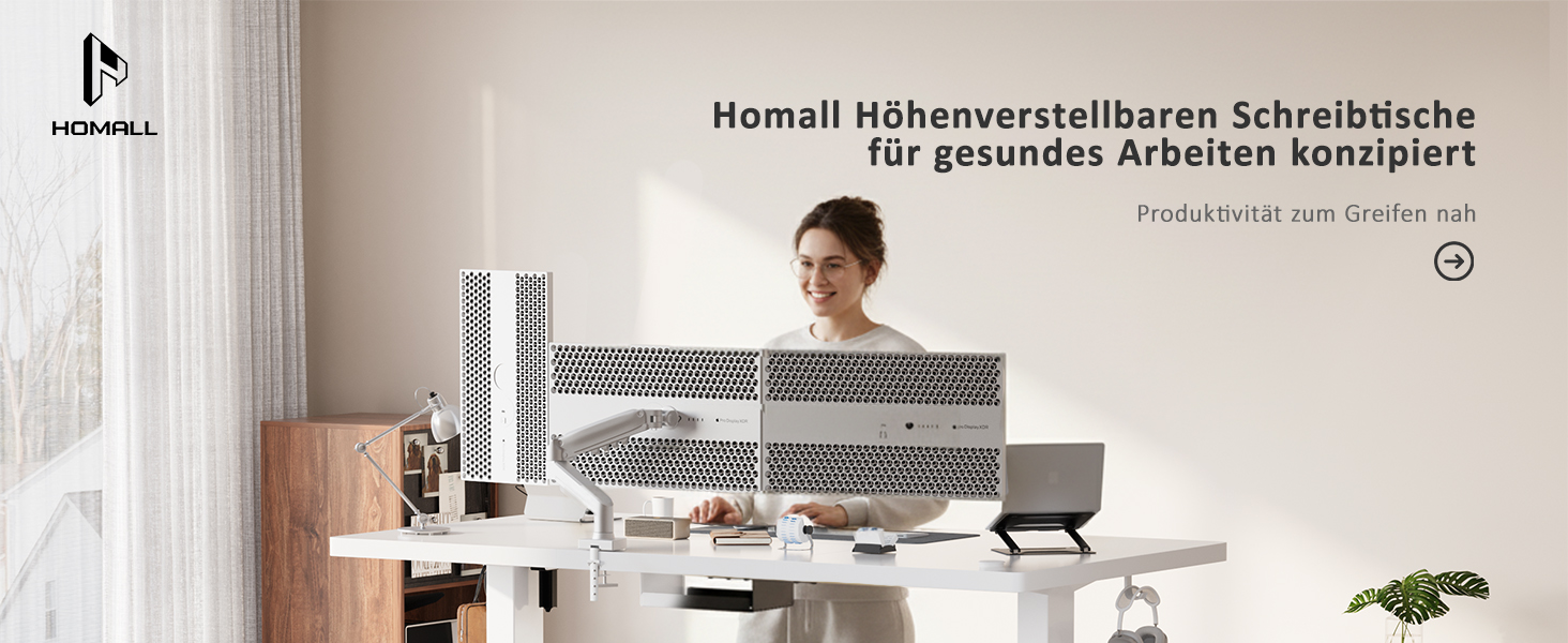 Регульований стіл Homall 200x80 см з USB-портом, електропривод, органайзер для кабелів, пам'ять положень, білий комп'ютерний стіл