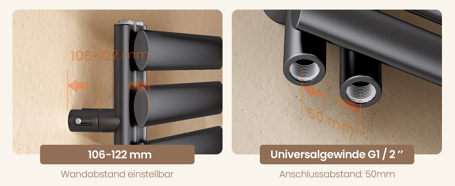 Овальний електричний рушникосушар EMKE 1120x400 мм, антрацит, 408 Вт