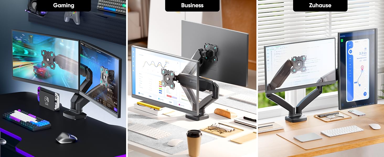 Кріплення для монітора ONKRON G160-W (2 монітори) - газ. підйомник, VESA 75x75-100x100, для моніторів 13-32