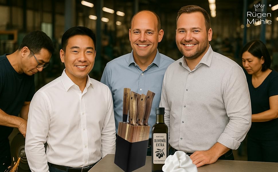 Набір ножів Rügen Mühle Premium Design 7 предметів з акації та нержавіючої сталі, з підставкою (Messerblock)