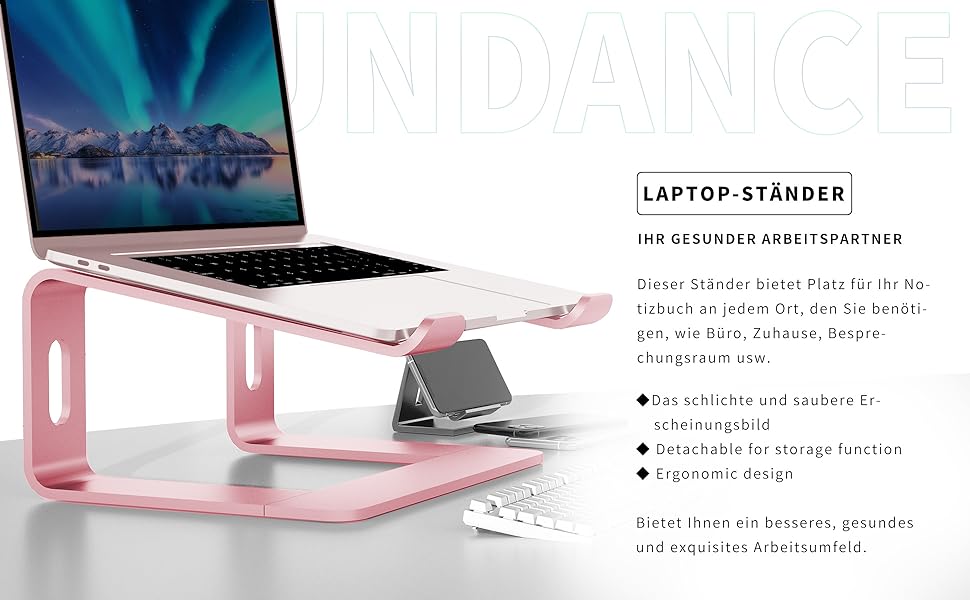 Підставка для ноутбука Soundance, алюміній, ергономічна, для столу, 10-15.6 дюймів, рожева