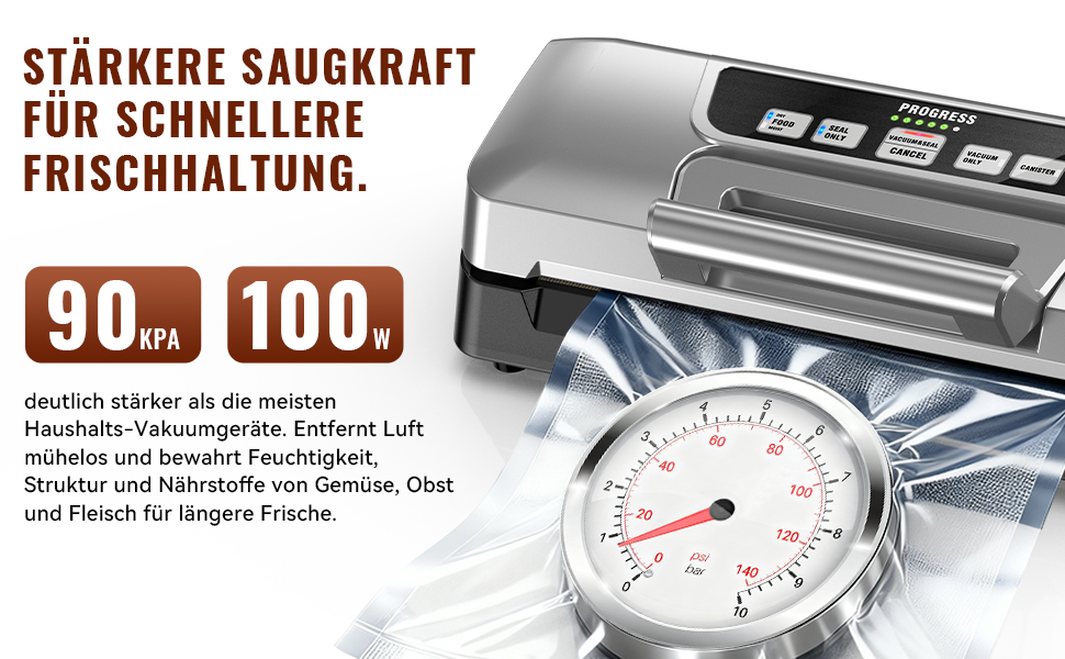 Вакууматор для продуктів Gavasto з подвійним насосом 90кПа, 9л/хв, LED-дисплеєм та режимами «Волого/Сухо», сріблястий