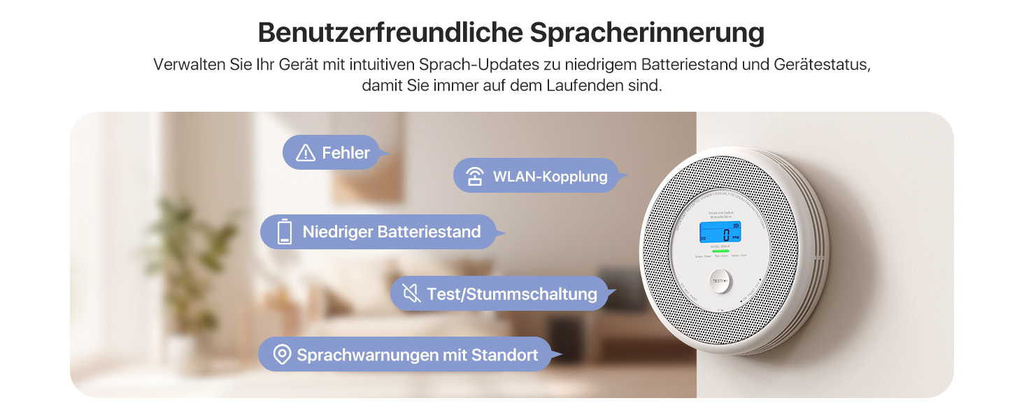 X-Sense XP0A-iR: Детектор диму та CO з голосовим оповіщенням та визначенням місця розташування, Wi-Fi, для 17 кімнат, сумісний з X-Sense Home Security App, набір 2 шт.