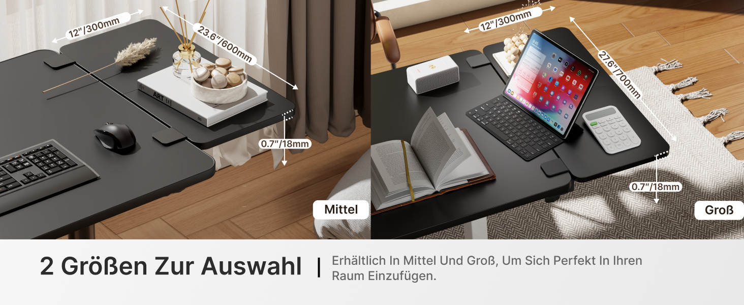 Підставка для ноутбука на стіл ергономічна, 700x300 мм, з підставкою для клавіатури та регульованою підлокітником, чорна | Розширювач столу для дому та офісу