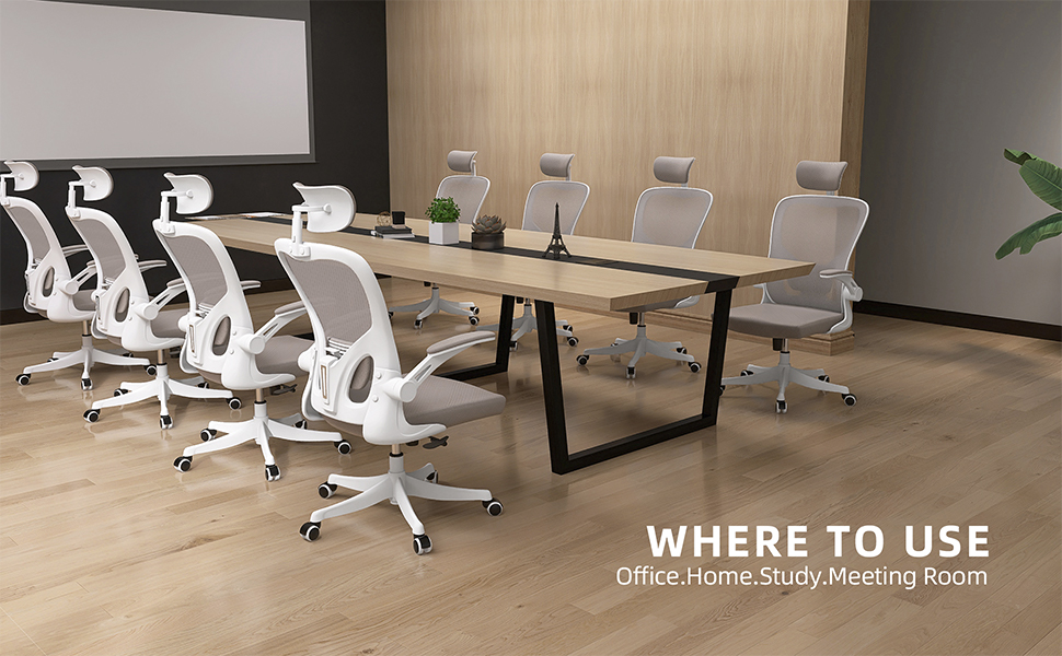 Офісний стіл Monhey: ергономічний крісло з регулюванням висоти, поворотне, з відкидними підлокітниками, дихаюча сітка, регульована підголовник та інтелектуальна підтримка попереку – для дому та офісу (01beige)