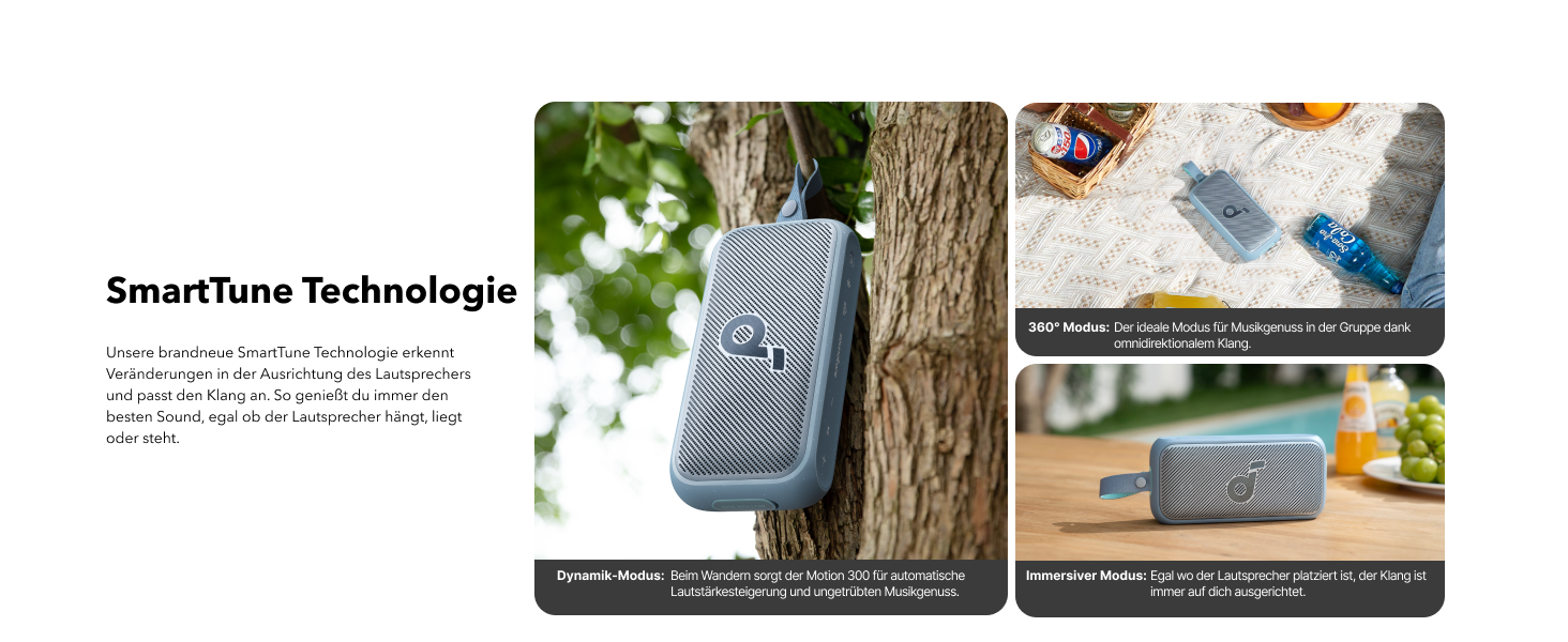 Soundcore Motion 300: Bluetooth-динамік з BassUp, SmartTune, 30W, 13 годин, IPX7, для саду, кемпінгу та піших прогулянок (блакитний)
