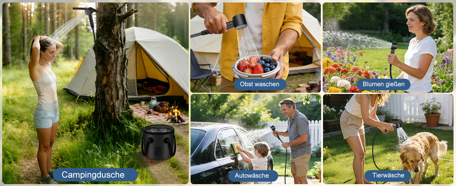 Портативний кемпінговий душ з акумулятором 13000mAh, мобільний outdoor-душ з помпою, функцією паузи та індикатором температури для кемпінгу, миття авто та тварин