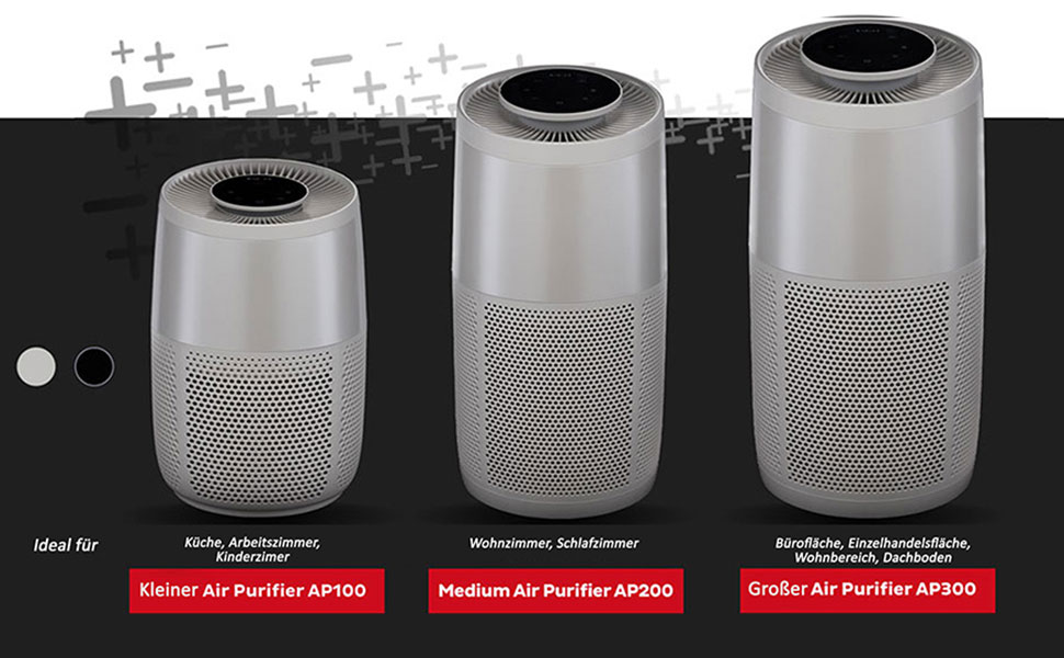 Повітряний Очищувач AP100: Ефективне видалення бактерій, вірусів та плісняви. 3-in-1 Hepa фільтр для дому та офісу. Чорний колір