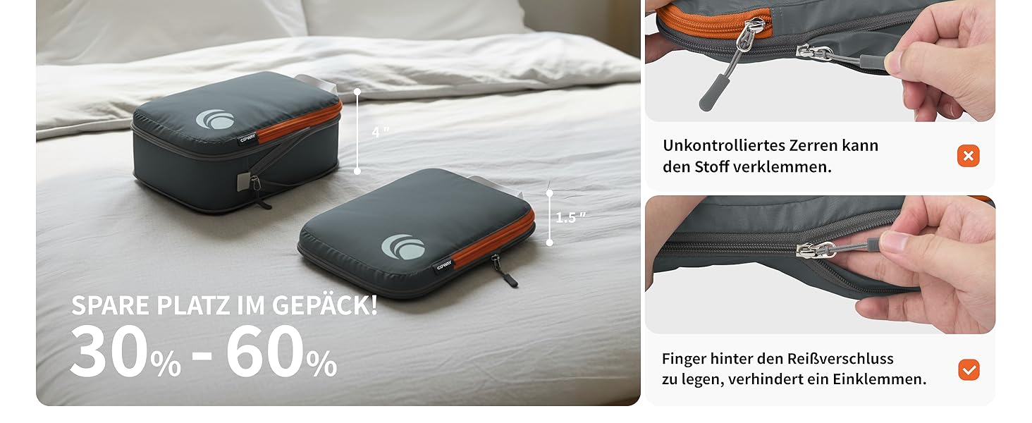 Набір компресійних органайзерів для одягу Cipway для подорожей, вакуумні пакувальні куби для валізи та рюкзака, сірий, 5 шт.