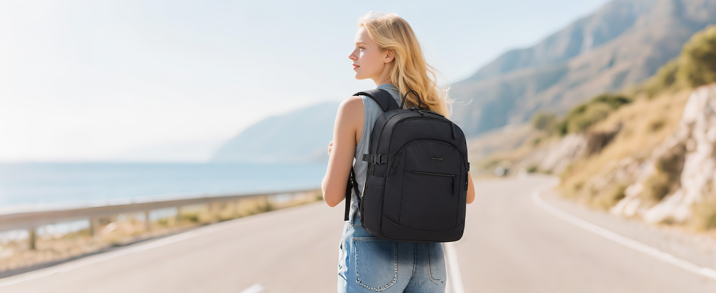 LOVEVOOK Рюкзак для ноутбука 17,3 дюйма, водонепроникний, для жінок та чоловіків, чорний